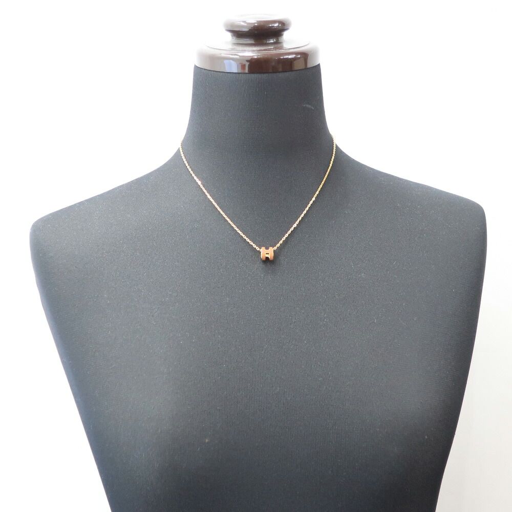 Hermes Necklace Mini Pop H Rocabar New Gold Yellow H Logo Pendant — view 7