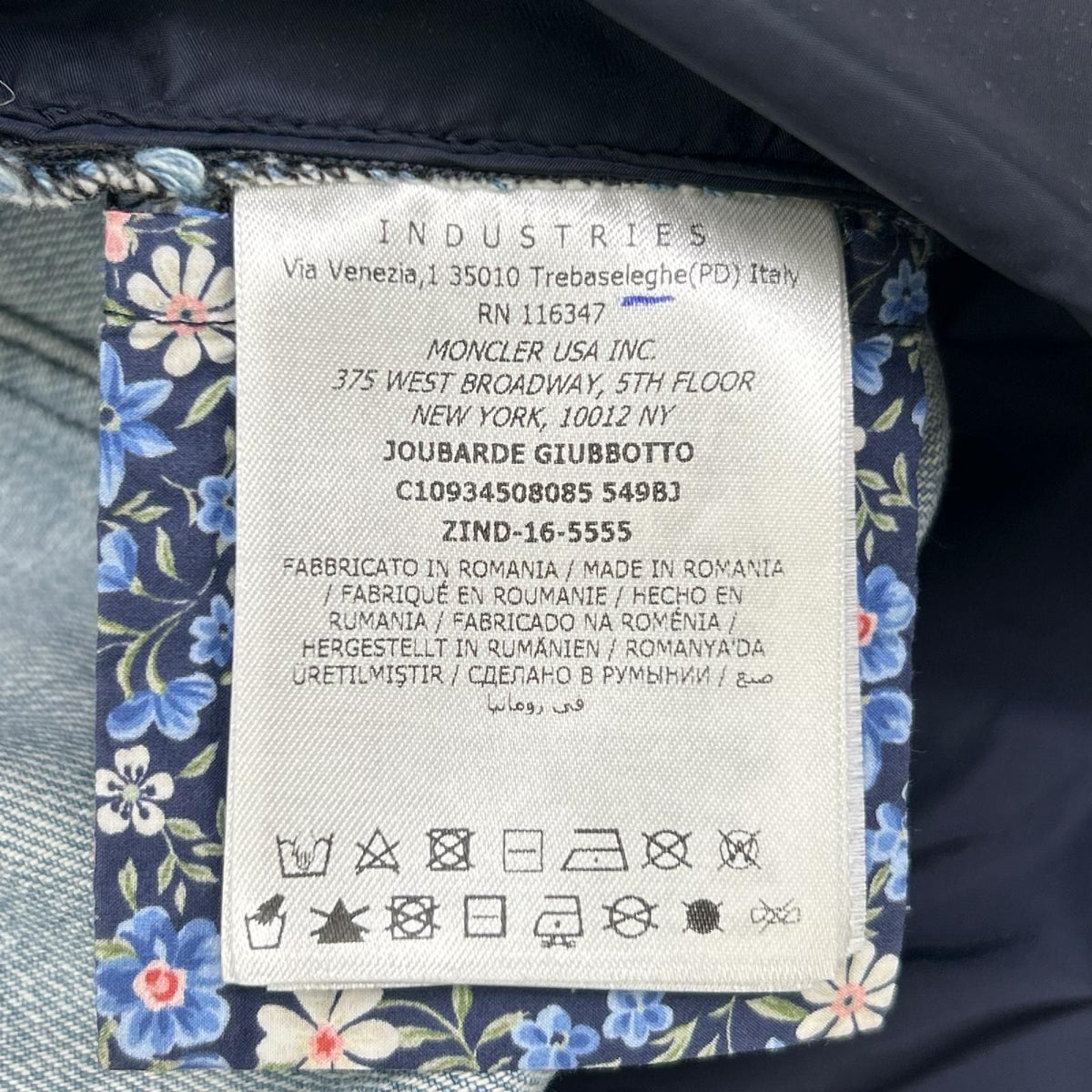 Moncler Joubarde Giubbotto Indigo Nylon Trim Denim Jacket — view 5