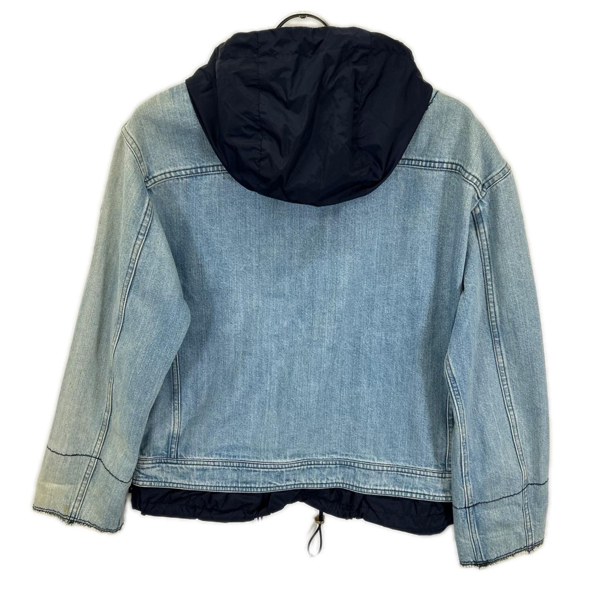 Moncler Joubarde Giubbotto Indigo Nylon Trim Denim Jacket — view 2