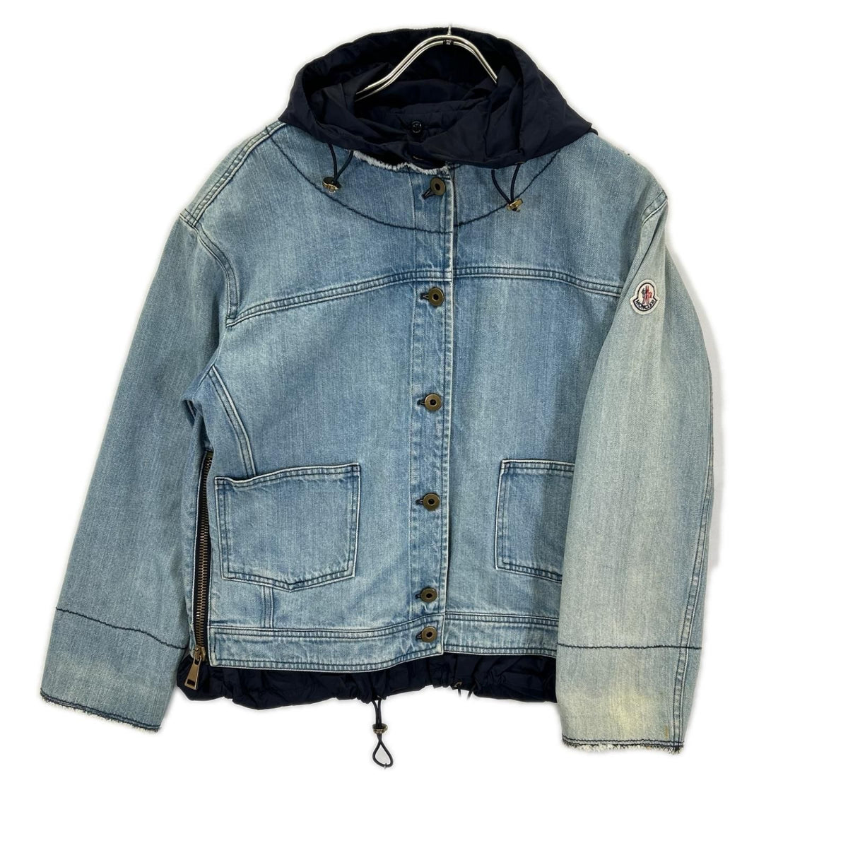 Moncler Joubarde Giubbotto Indigo Nylon Trim Denim Jacket