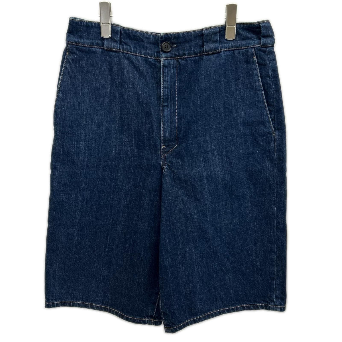 Prada Triangle Plate Indigo Denim Shorts 38
