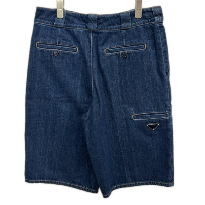 Prada Triangle Plate Indigo Denim Shorts 38 — view 2