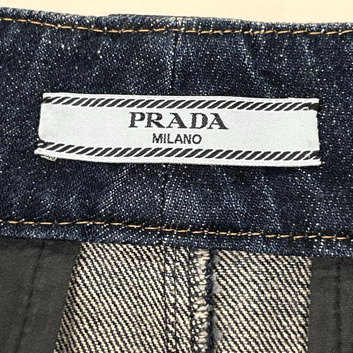 Prada Triangle Plate Indigo Denim Shorts 38 — view 3