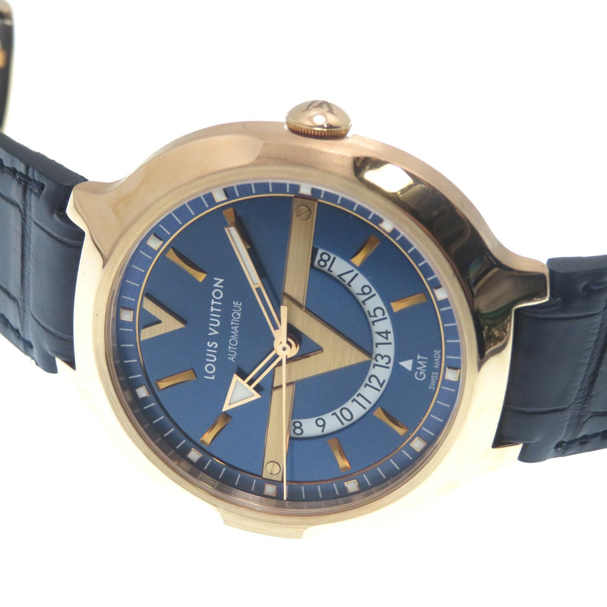 Louis Vuitton Voyager GMT Watch 18k Pink Gold 18k Blue Automatic Auto — view 2