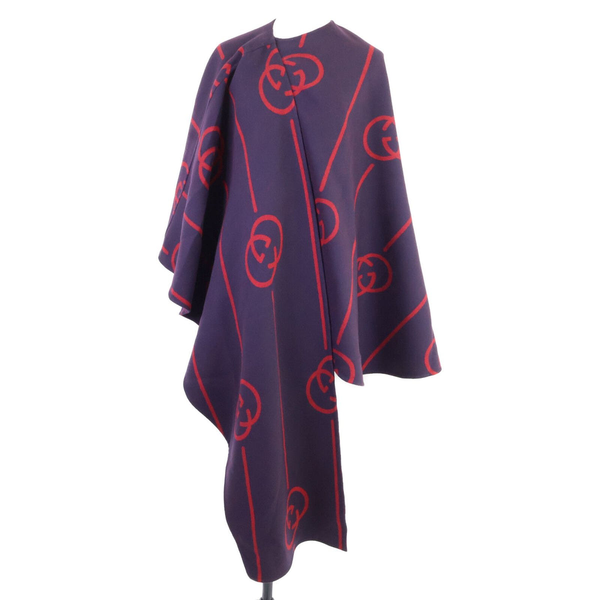 Gucci Silk Blend Interlocking G Lined Check Poncho 36