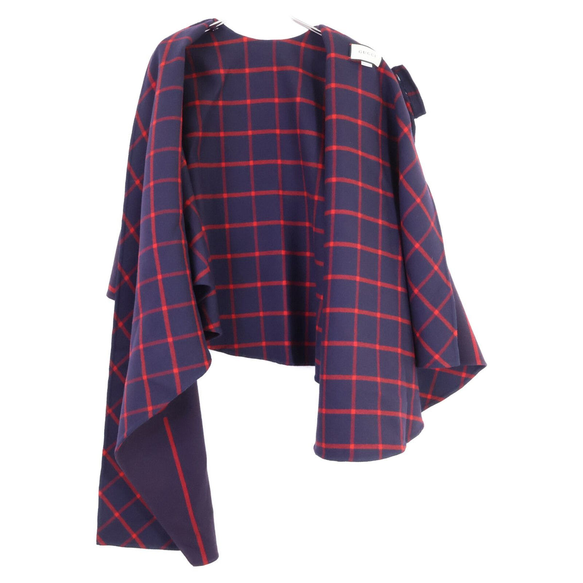 Gucci Silk Blend Interlocking G Lined Check Poncho 36 — view 4