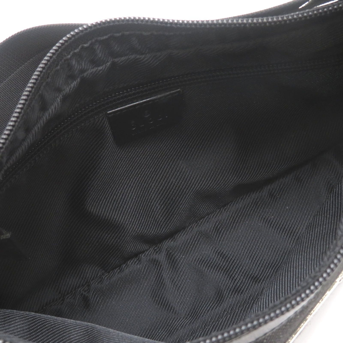 Gucci GG Shoulder Bag Black Canvas Leather — view 3