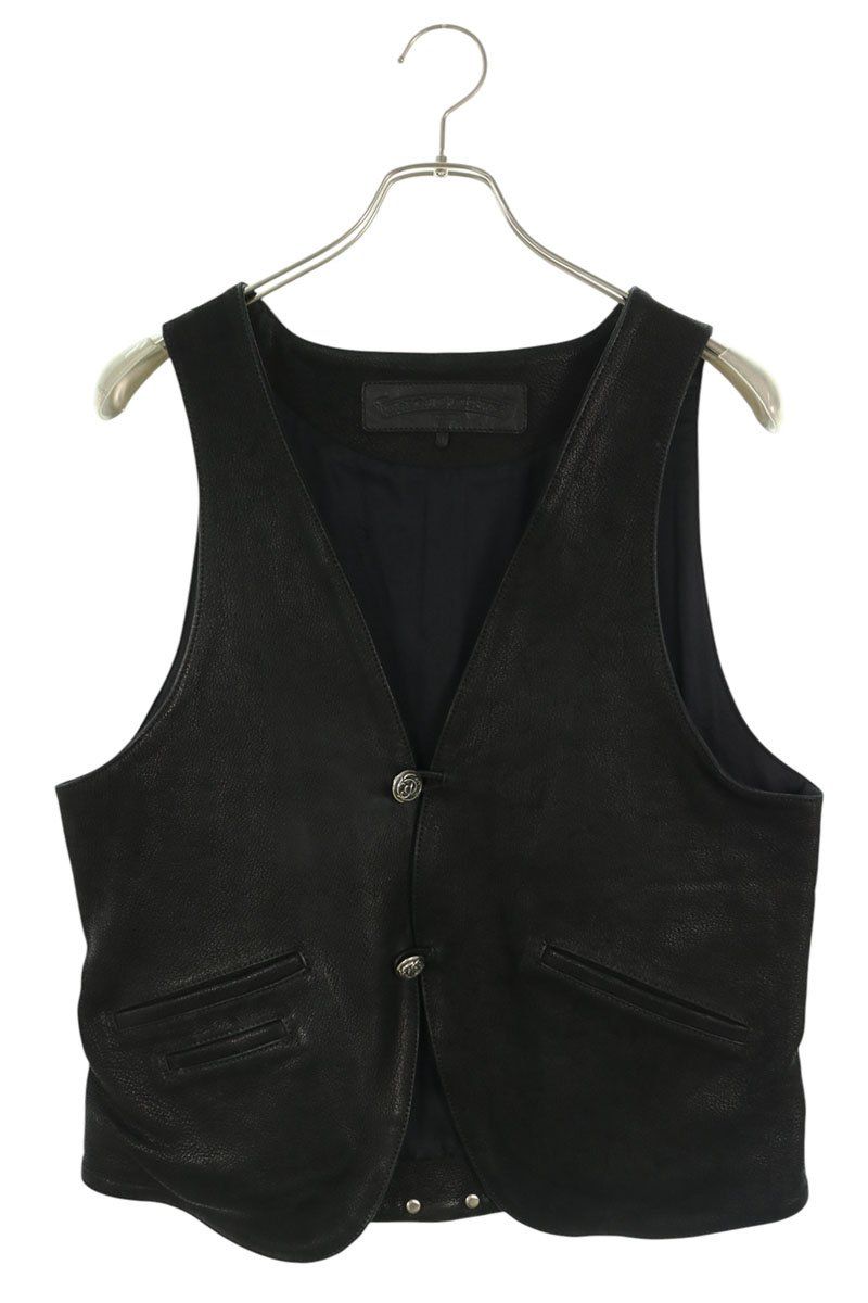 Chrome Hearts Classic Lthr Floral Ball Button Leather Vest