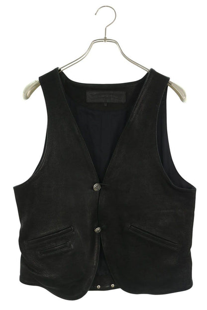 Chrome Hearts Classic Lthr Floral Ball Button Leather Vest