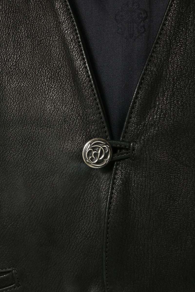 Chrome Hearts Classic Lthr Floral Ball Button Leather Vest — view 3