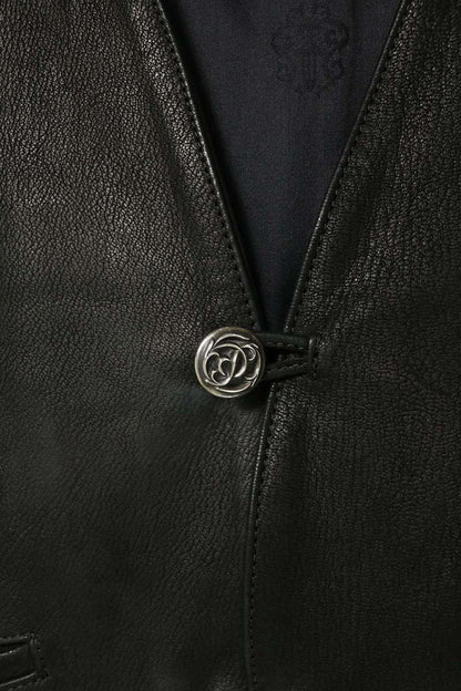 Chrome Hearts Classic Lthr Floral Ball Button Leather Vest — view 3