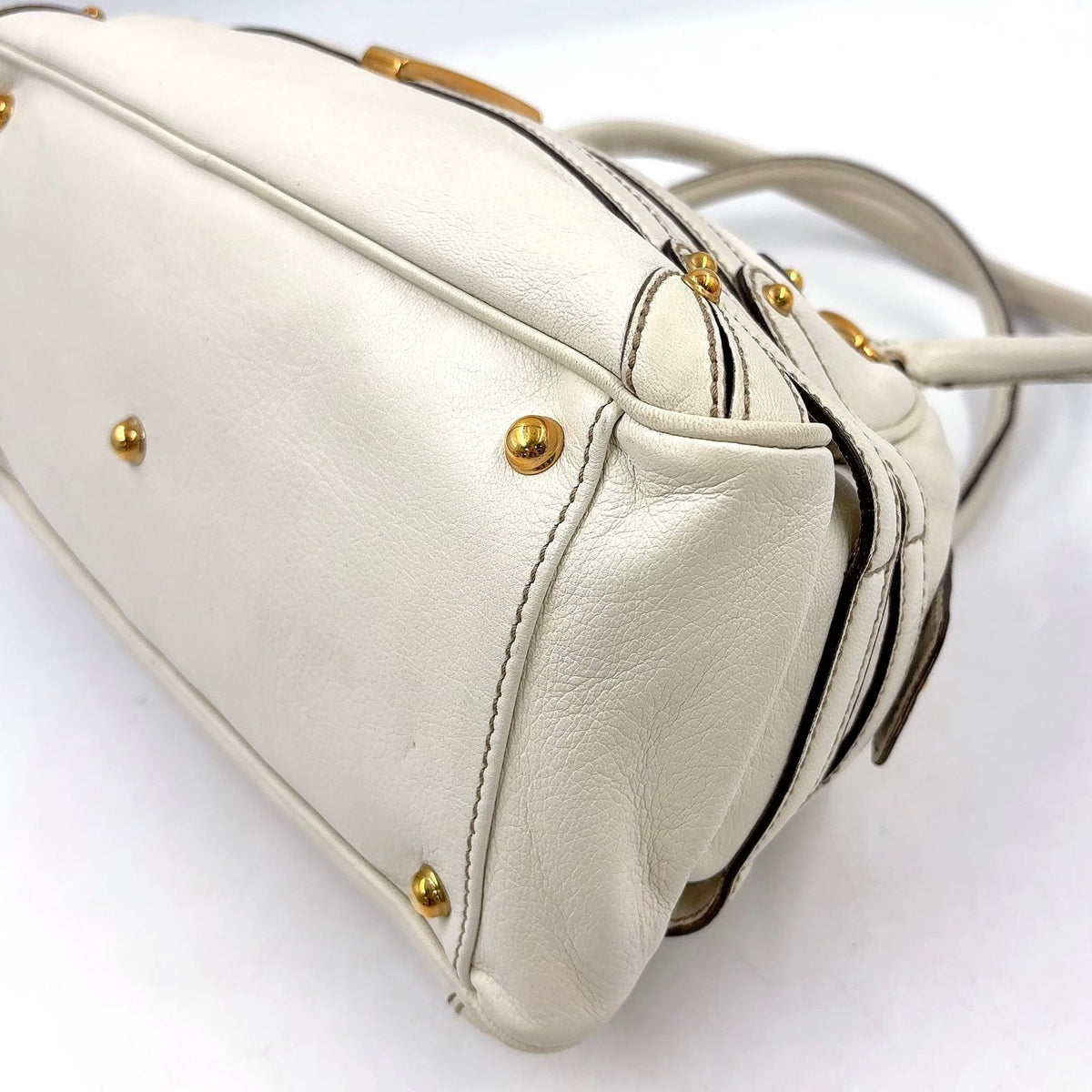 Gucci Horsebit Guccissima Leather White Handbag Gold — view 8
