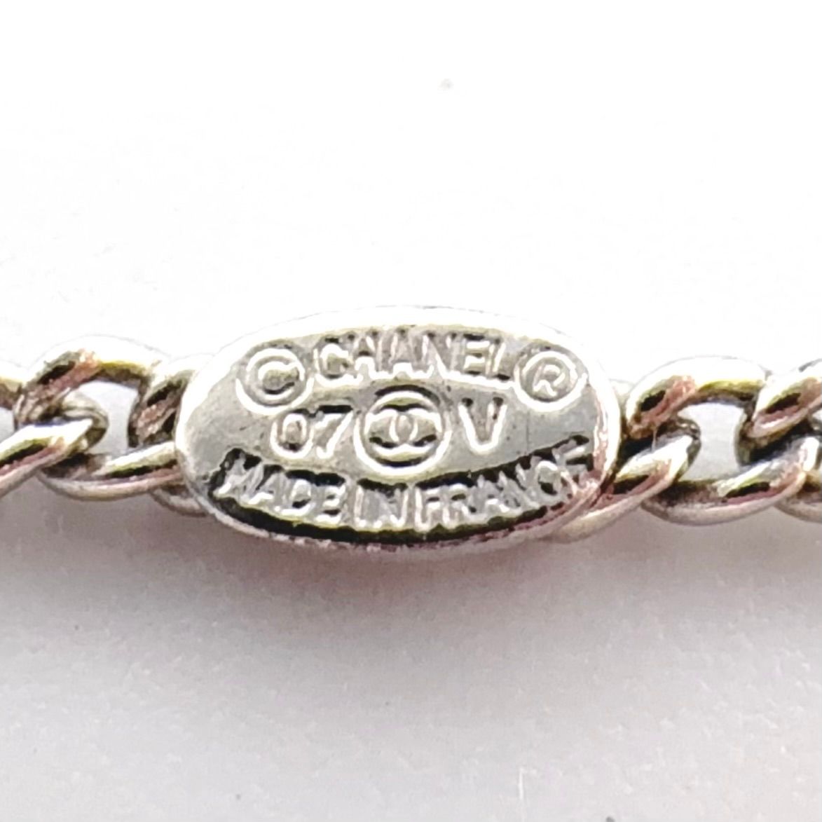 Chanel CC Logo Metal Enamel Silver Black Necklace — view 4