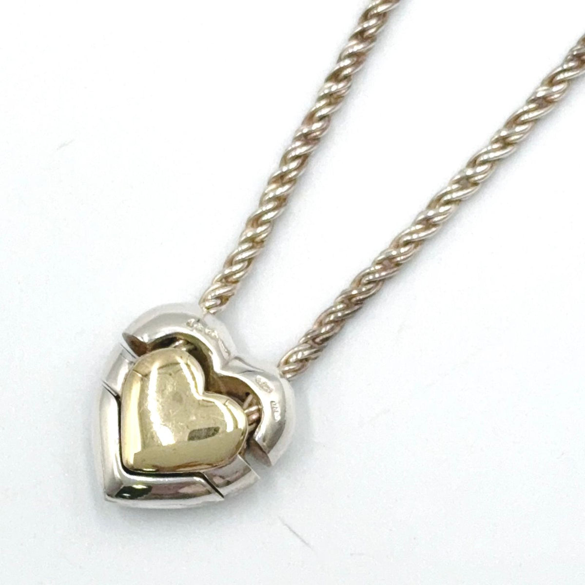 Tiffany & Co Puzzle Heart Gold Silver Necklace — view 2