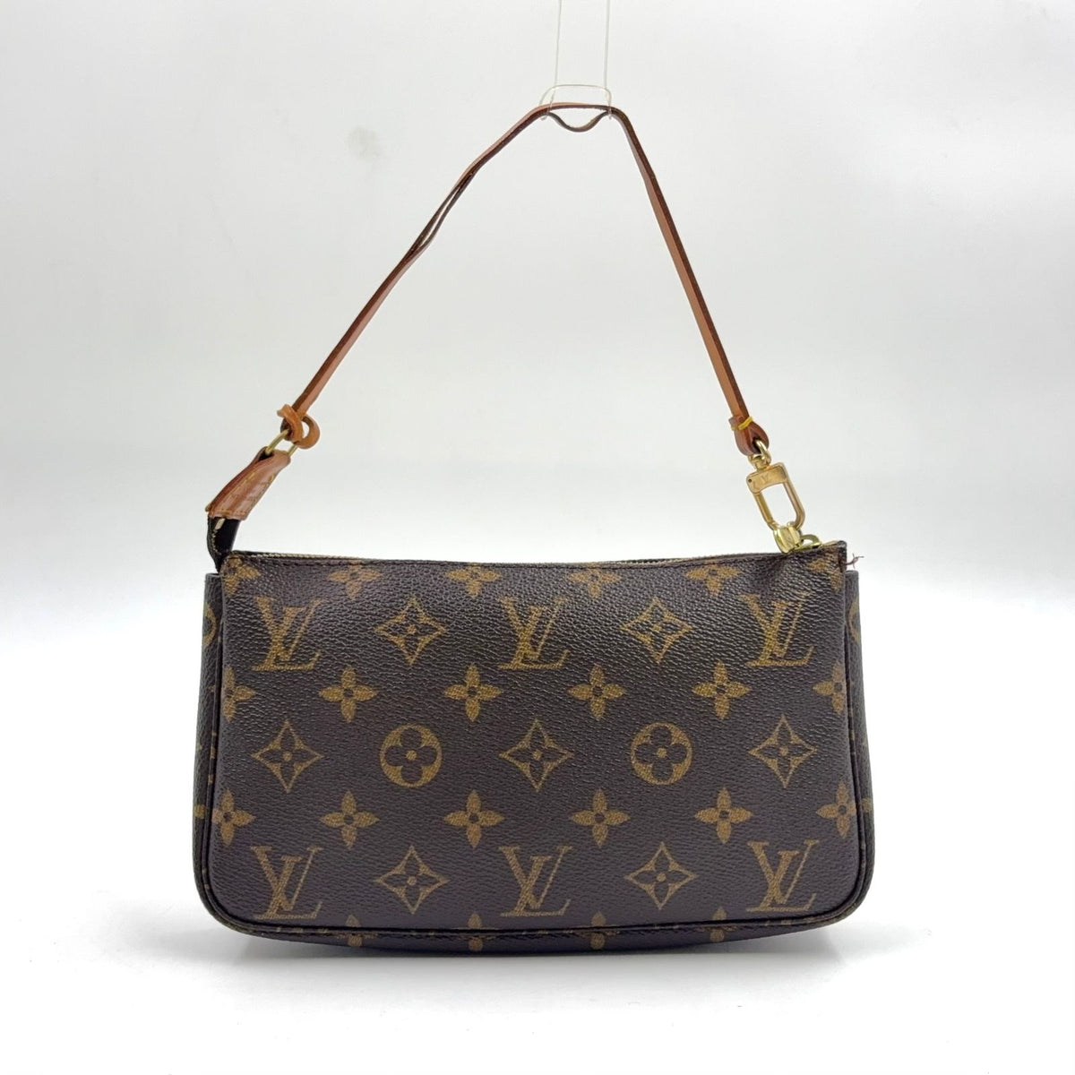 Louis Vuitton Pochette Accessoires Monogram Leather Brown Light Handbag Gold