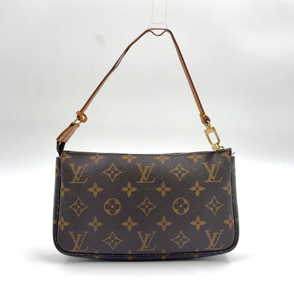 Louis Vuitton Pochette Accessoires Monogram Leather Brown Light Handbag Gold