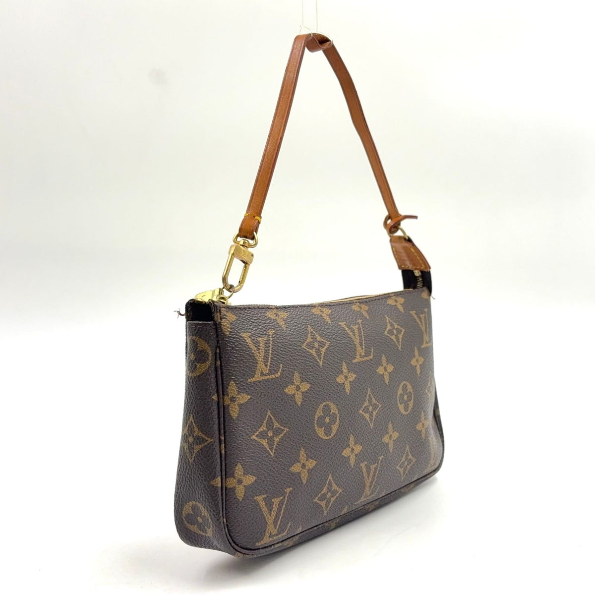 Louis Vuitton Pochette Accessoires Monogram Leather Brown Light Handbag Gold — view 2