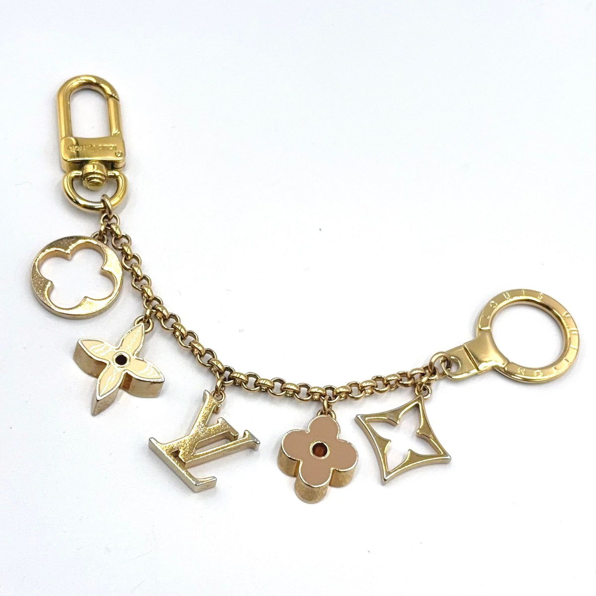 Louis Vuitton Fleur de Monogram Off White Gold Beige Charm Keychain