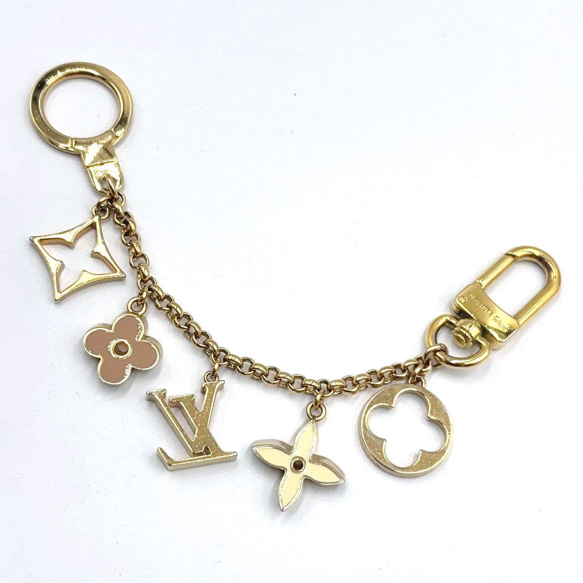 Louis Vuitton Fleur de Monogram Off White Gold Beige Charm Keychain — view 2