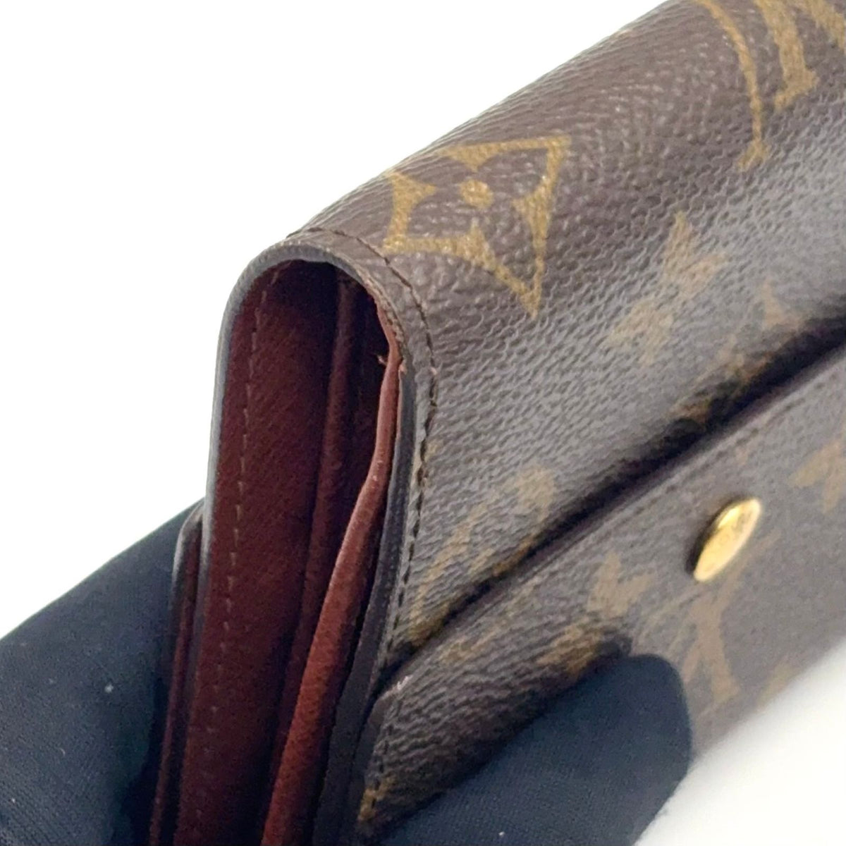Louis Vuitton Portefeuille Elise Monogram Snap Leather Brown Trifold Wallet Gold — view 7