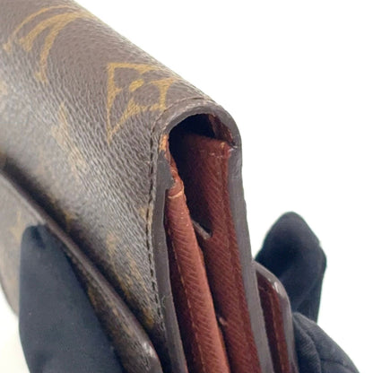 Louis Vuitton Portefeuille Elise Monogram Snap Leather Brown Trifold Wallet Gold — view 6