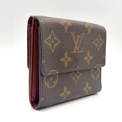 Louis Vuitton Portefeuille Elise Monogram Snap Leather Brown Trifold Wallet Gold — view 2