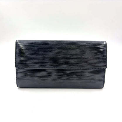 Louis Vuitton Pochette Porte Monnaie Credit Epi Noir Leather Black Bifold
