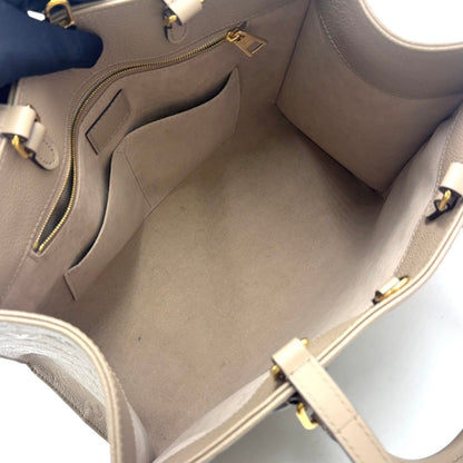 Louis Vuitton On The Go MM Compatible Gray Leather Beige Tote Bag Gold — view 3