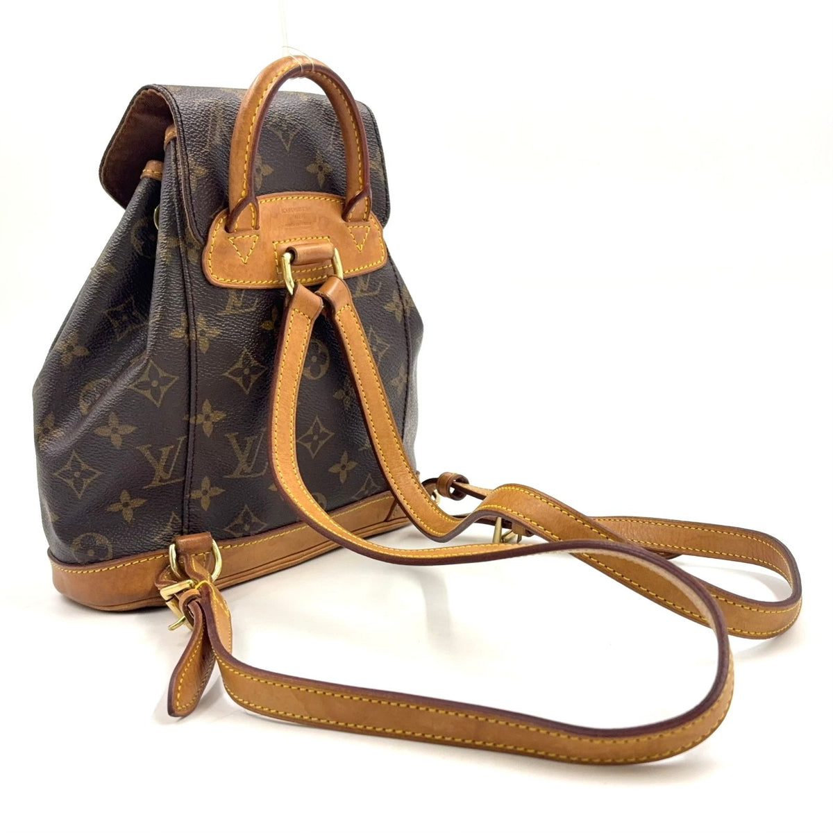 Louis Vuitton Mini Montsouris Monogram Leather Brown Backpack Gold — view 2