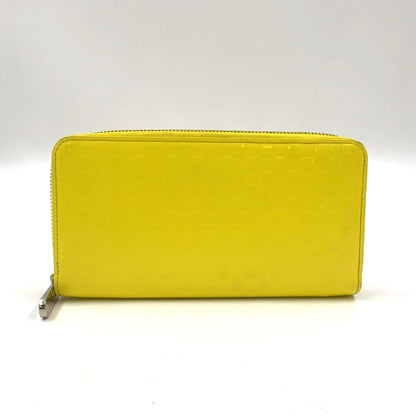 Louis Vuitton Damier Facet Zippy Wallet Leather Patent Ivory Yellow Silver