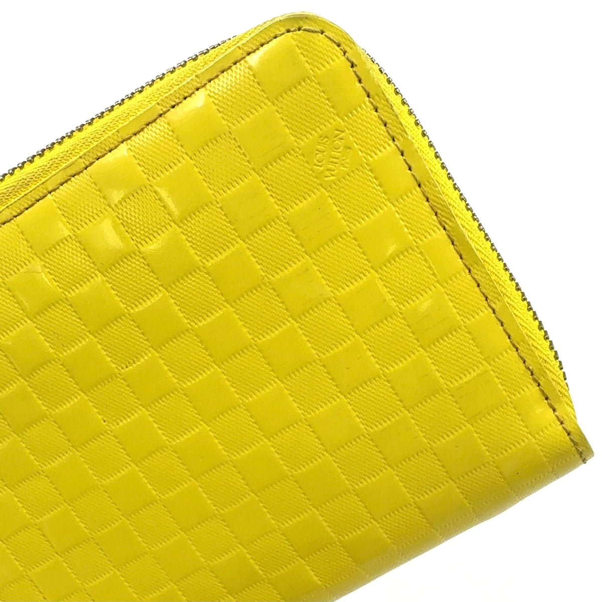 Louis Vuitton Damier Facet Zippy Wallet Leather Patent Ivory Yellow Silver — view 6