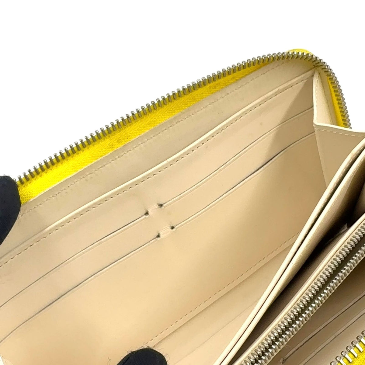 Louis Vuitton Damier Facet Zippy Wallet Leather Patent Ivory Yellow Silver — view 7