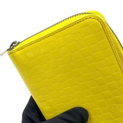 Louis Vuitton Damier Facet Zippy Wallet Leather Patent Ivory Yellow Silver — view 5