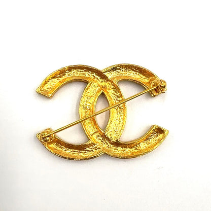 Chanel CC Logo Rhinestone Color Stone Clear Gold Brooch — view 3