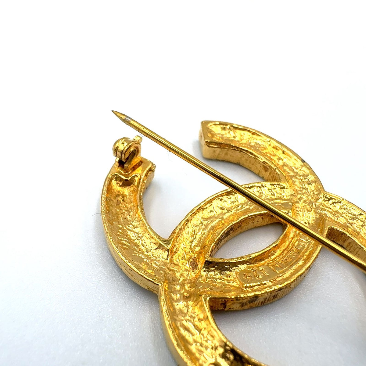 Chanel CC Logo Rhinestone Color Stone Clear Gold Brooch — view 6