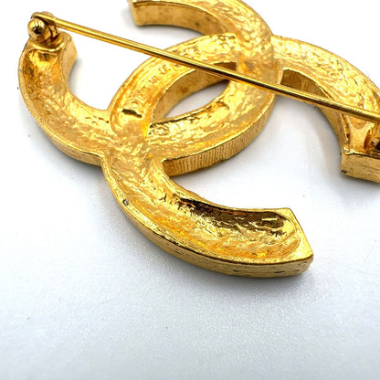 Chanel CC Logo Rhinestone Color Stone Clear Gold Brooch — view 8