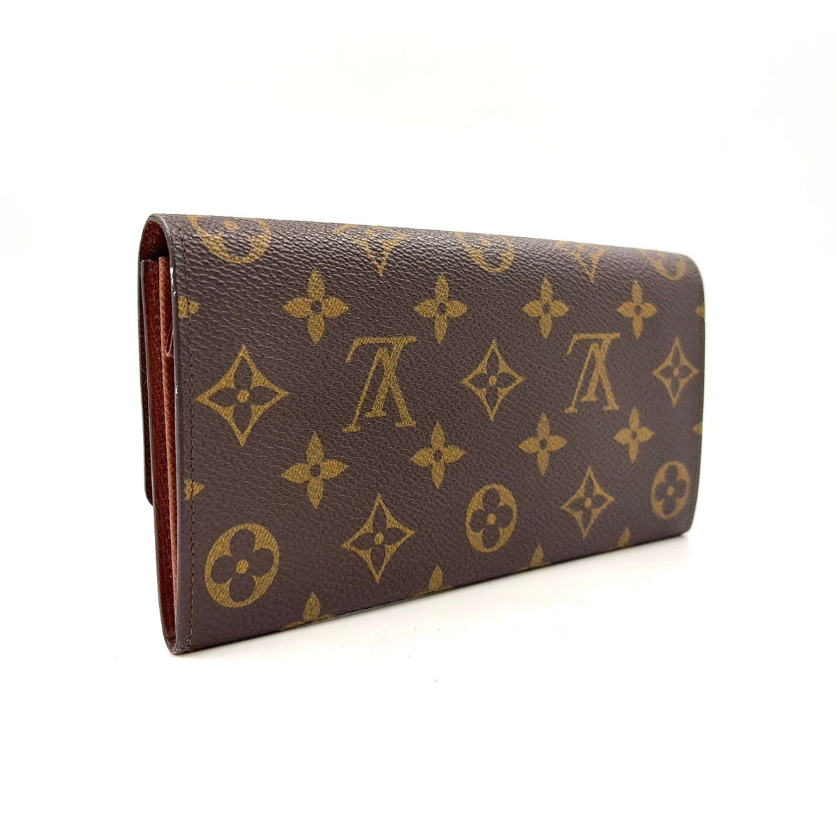 Louis Vuitton Portefeuille Credit Monogram Leather Brown Wallet Gold — view 2