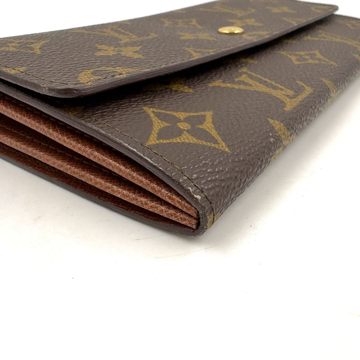 Louis Vuitton Portefeuille Credit Monogram Leather Brown Wallet Gold — view 5