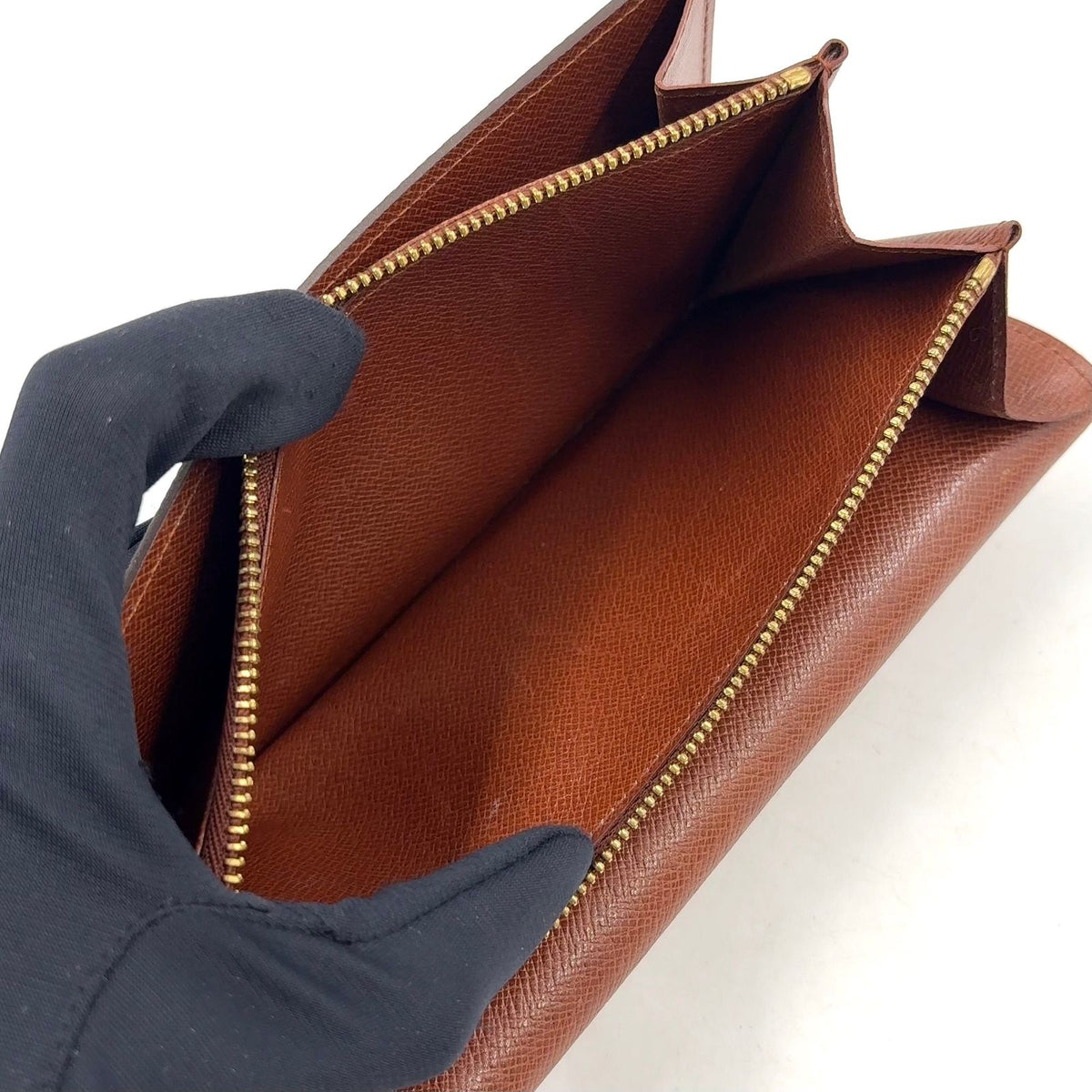Louis Vuitton Portefeuille Credit Monogram Leather Brown Wallet Gold — view 8