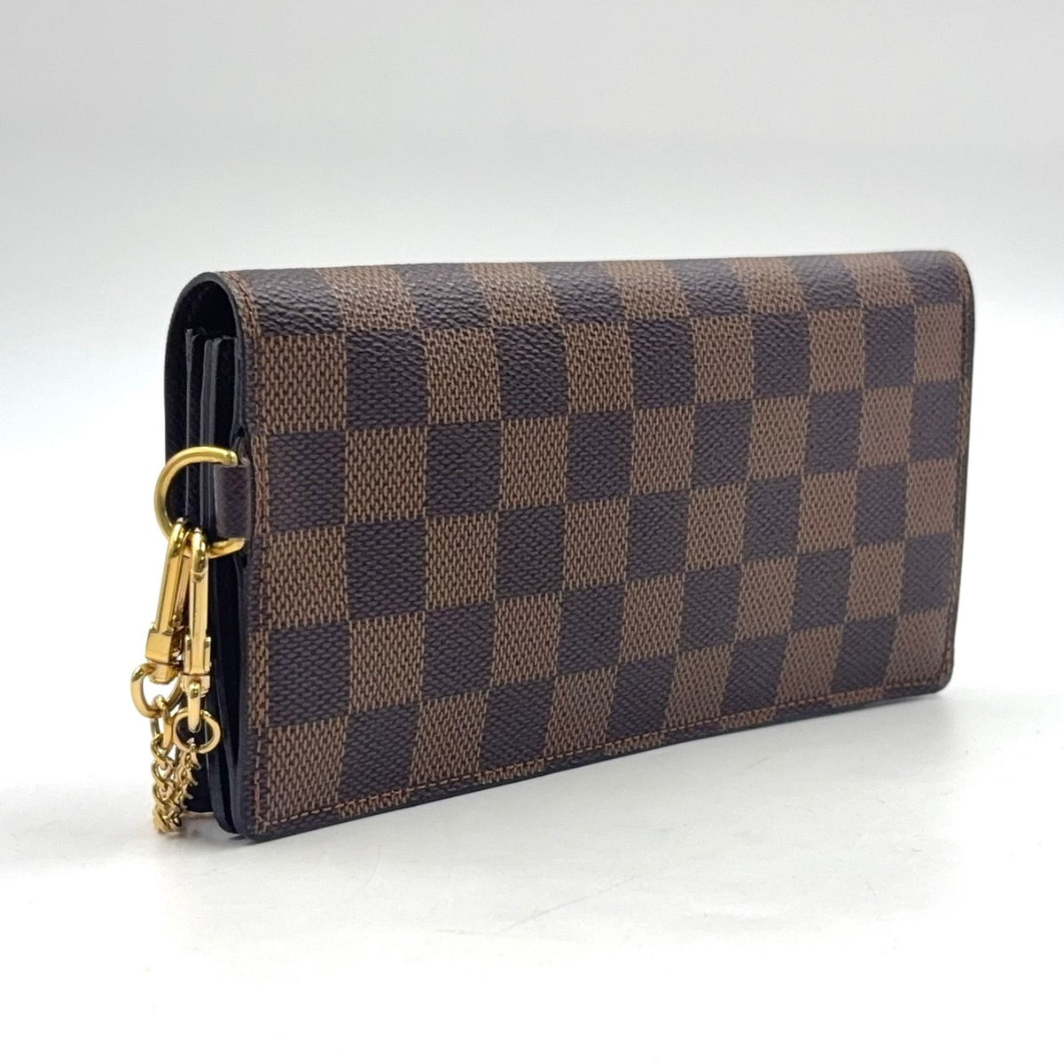 Louis Vuitton Portefeuille Accordion Damier Ebene Leather Brown Bifold Wallet — view 2