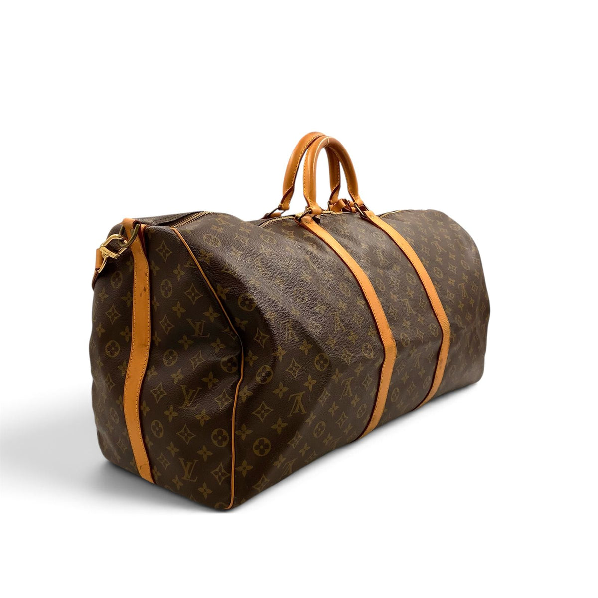 Louis Vuitton Keepall Bandouliere 60 Monogram Leather Brown Light Boston Bag — view 2