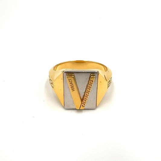 Versace Baroque Metal Gold Silver Ring