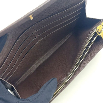Louis Vuitton Portefeuille Sarah Damier Ebene Leather Brown Bifold Wallet Gold — view 8