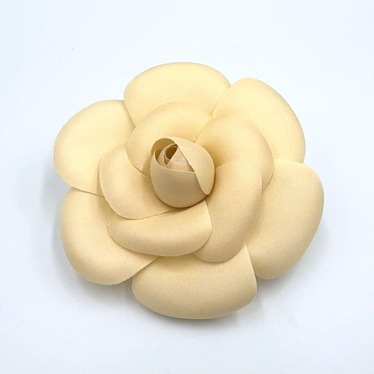 Chanel Camellia Satin Ivory Corsage Gold Brooch
