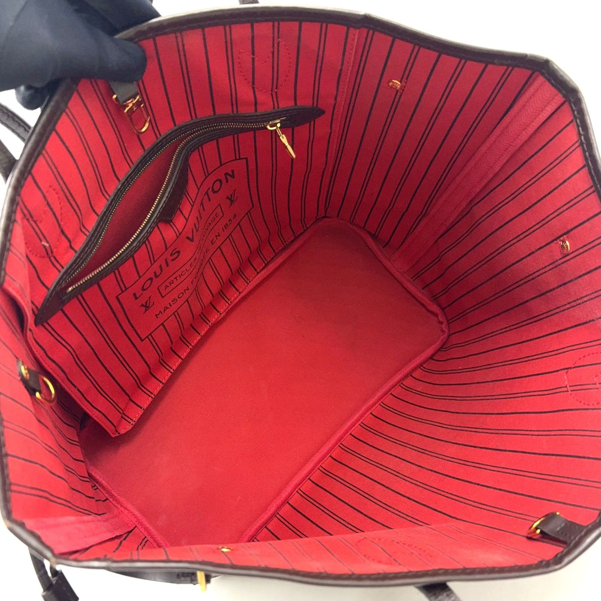 Louis Vuitton Neverfull MM Damier Ebene No Affiliation Leather Brown Tote Bag — view 3