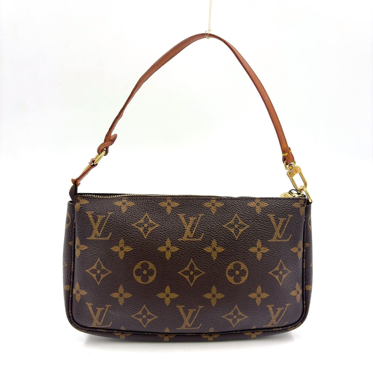 Louis Vuitton Pochette Accessoires Monogram Leather Brown Light Handbag Gold