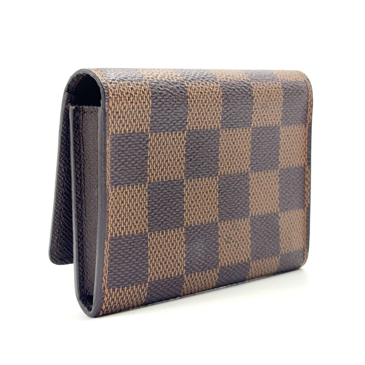 Louis Vuitton Envelope Business Card Holder Damier Ebene Leather Brown Case — view 2