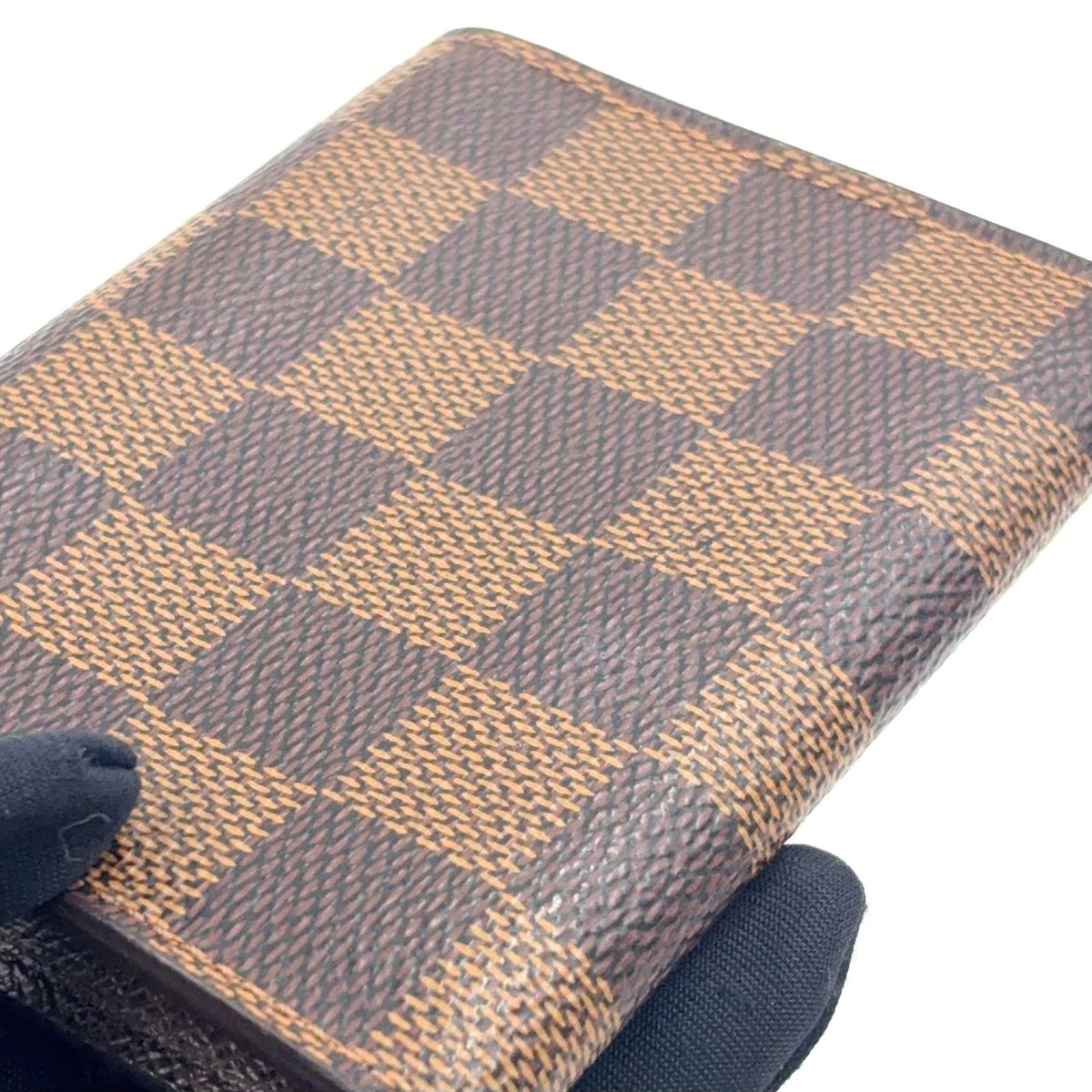Louis Vuitton Envelope Business Card Holder Damier Ebene Leather Brown Case — view 6