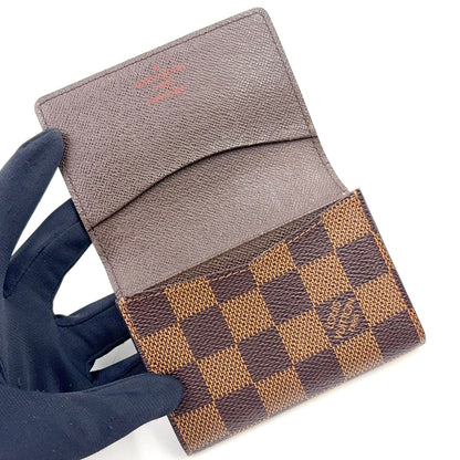 Louis Vuitton Envelope Business Card Holder Damier Ebene Leather Brown Case — view 3