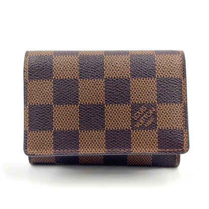 Louis Vuitton Envelope Business Card Holder Damier Ebene Leather Brown Case